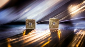 SQUARED DIAMOND BRILLIANT CUT EARRINGS IN SILVER AND GOLD